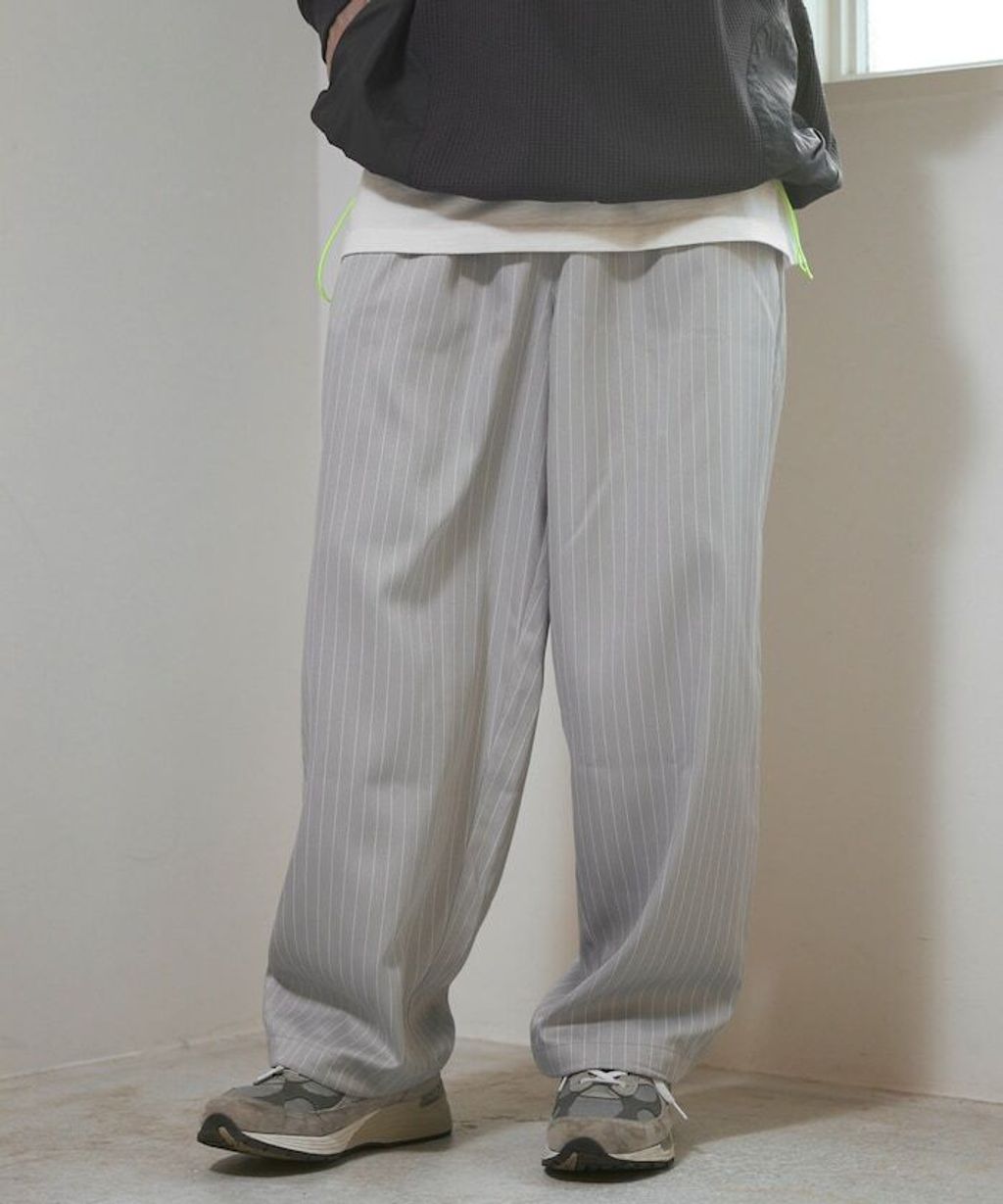 Firsthand 寬版抽繩條紋鬆緊褲_7