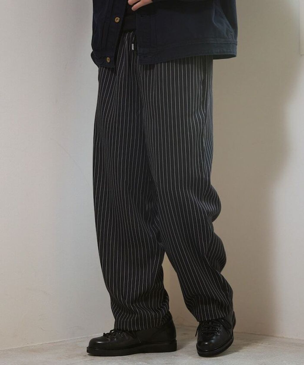 Firsthand 寬版抽繩條紋鬆緊褲_3