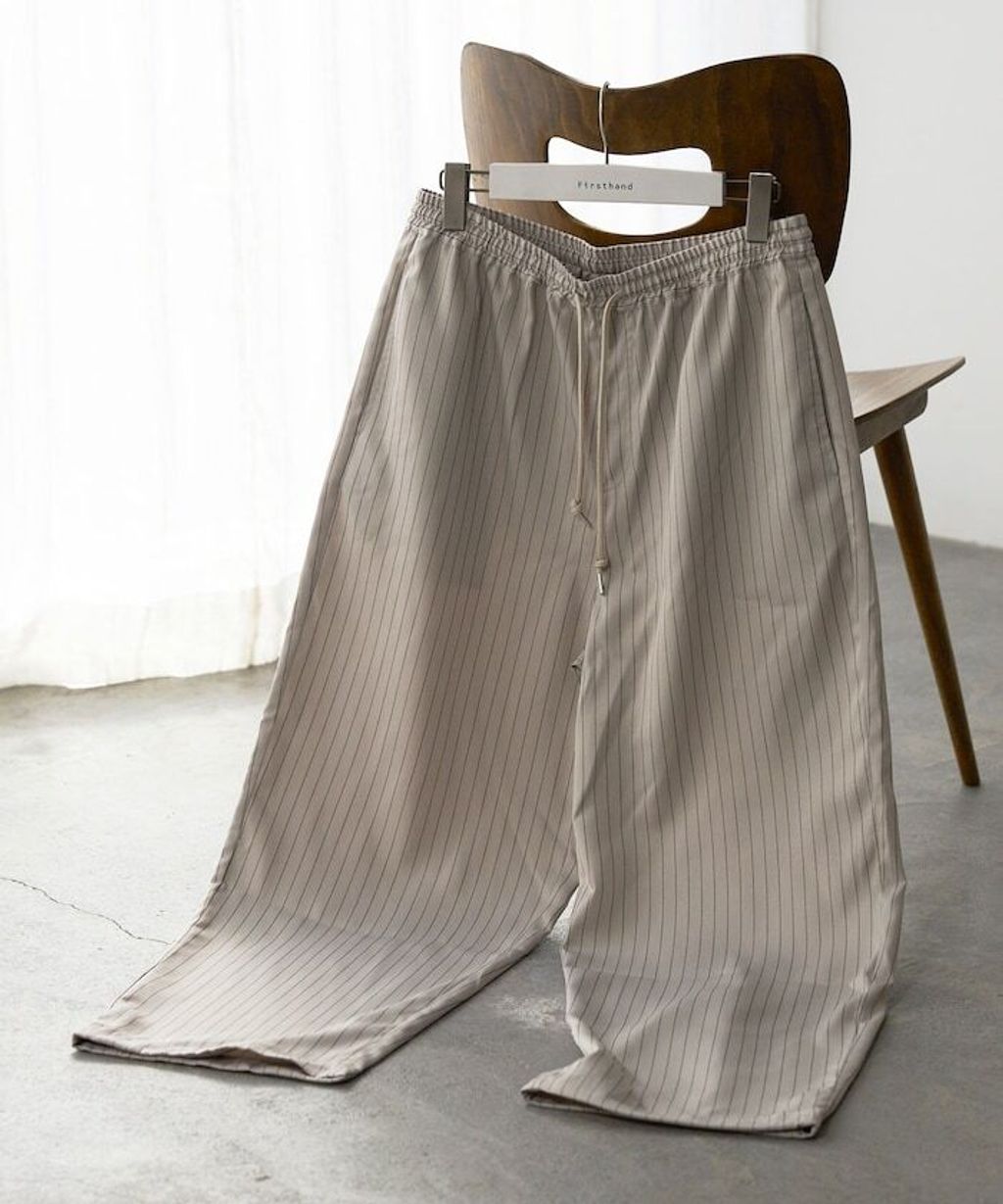Firsthand 寬版抽繩條紋鬆緊褲_4