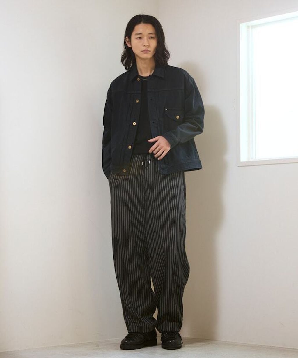 Firsthand 寬版抽繩條紋鬆緊褲_25