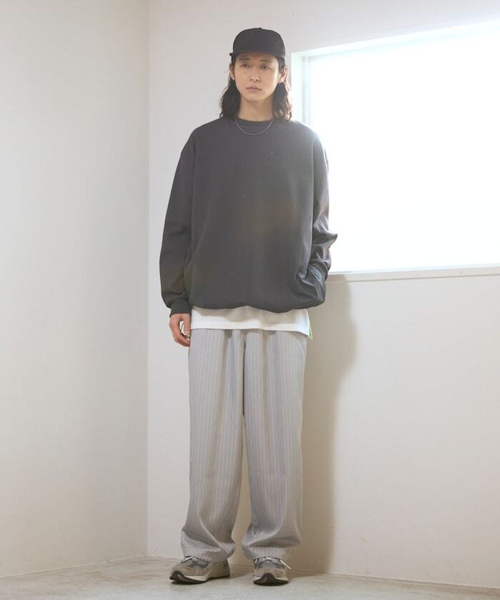 Firsthand 寬版抽繩條紋鬆緊褲_14