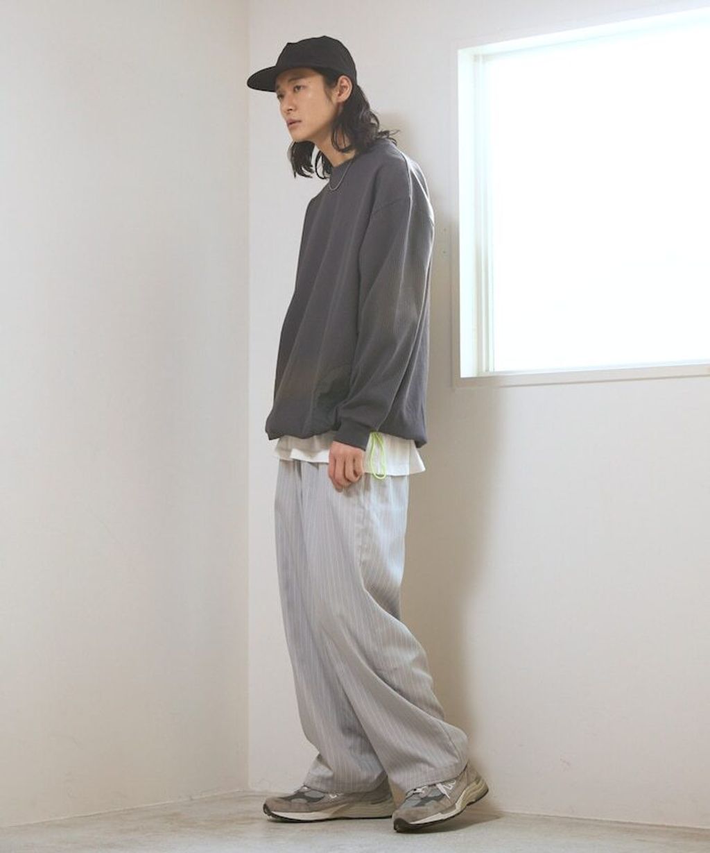 Firsthand 寬版抽繩條紋鬆緊褲_16