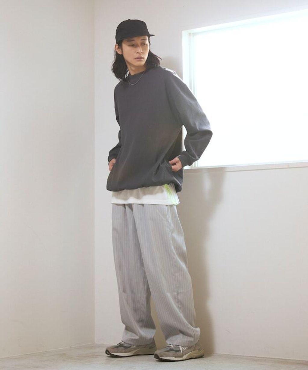 Firsthand 寬版抽繩條紋鬆緊褲_17