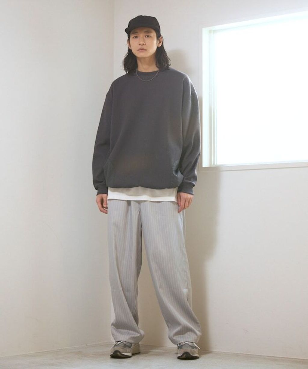 Firsthand 寬版抽繩條紋鬆緊褲_15