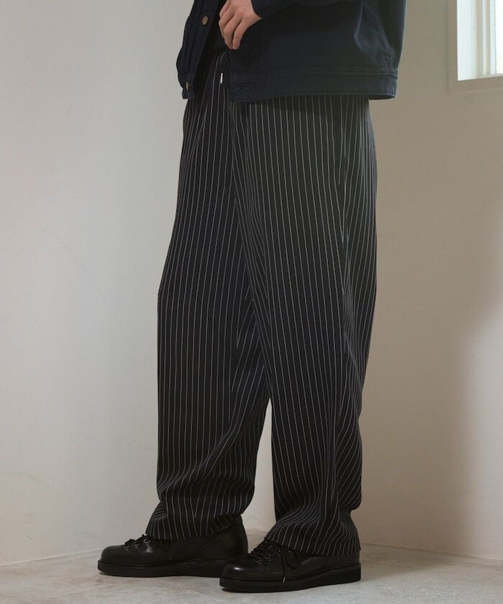 Firsthand 寬版抽繩條紋鬆緊褲_19