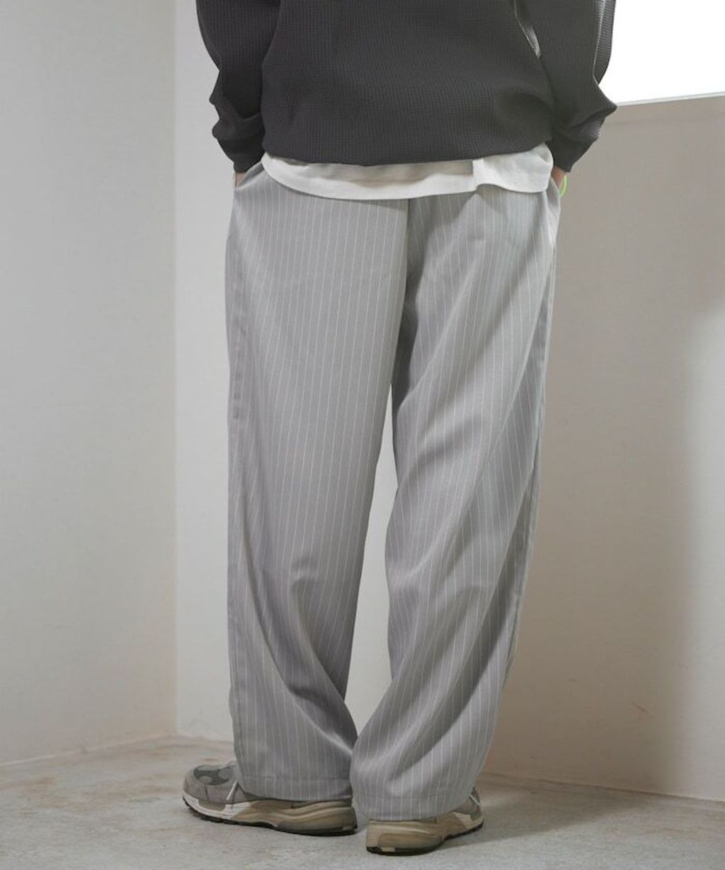 Firsthand 寬版抽繩條紋鬆緊褲_9