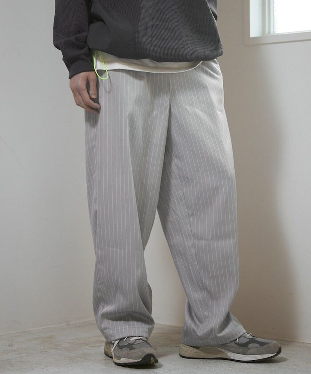 Firsthand 寬版抽繩條紋鬆緊褲_8