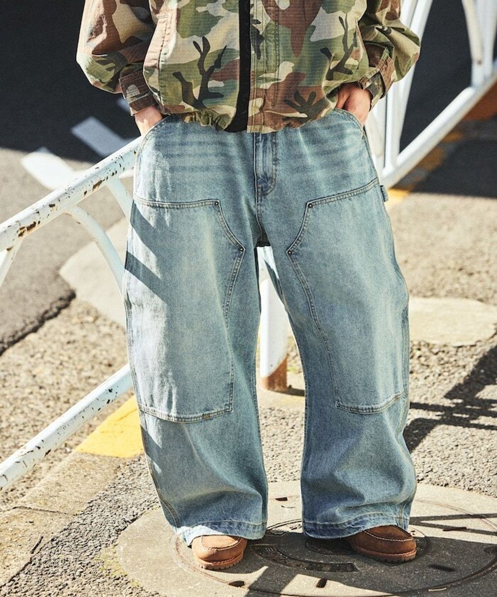 NAUTICA 寬版剪裁牛仔工裝褲_3