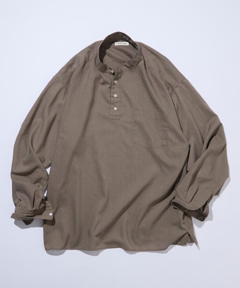 FREAKS STORE 寬鬆版型亞麻混紡立領襯衫_5
