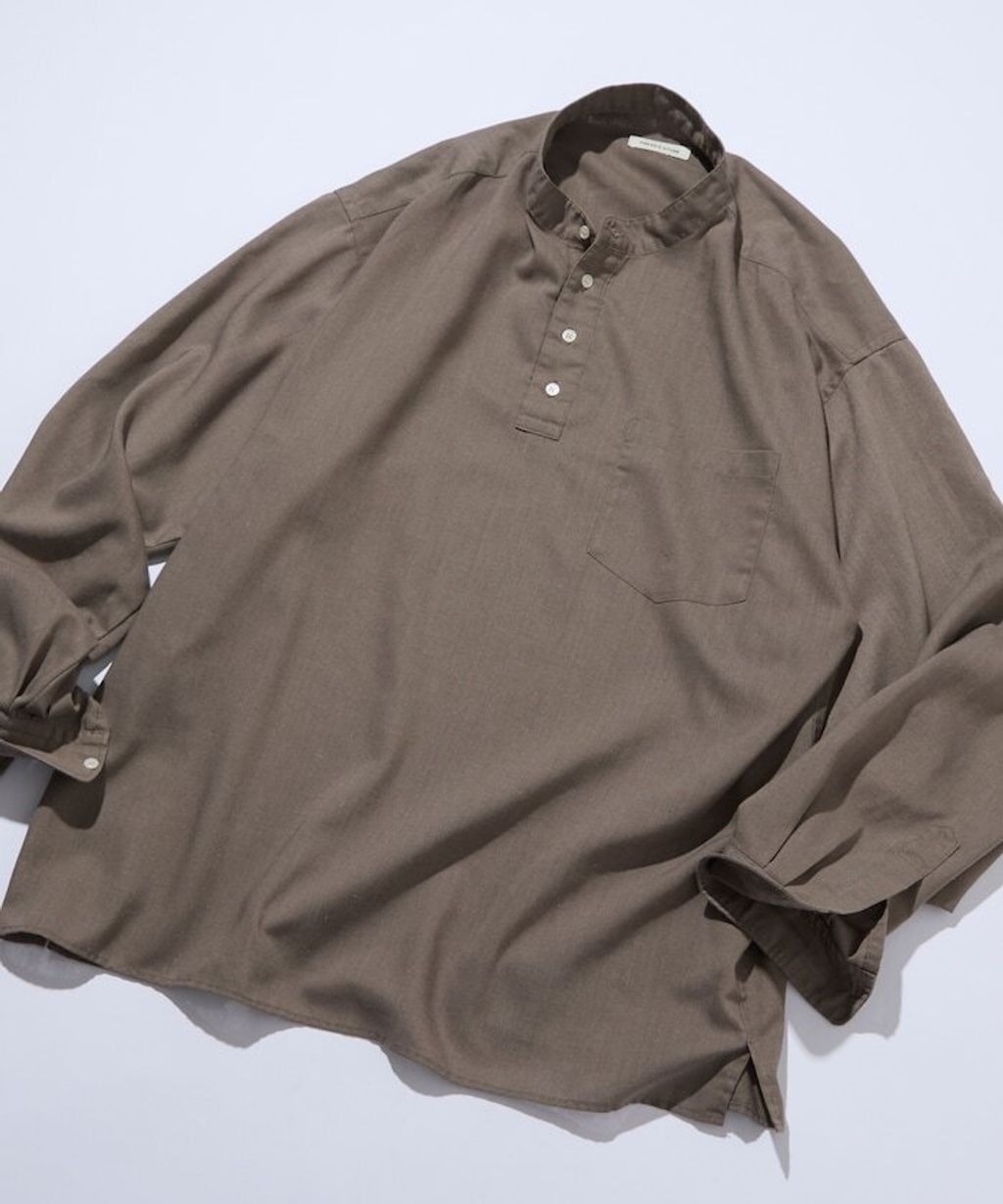 FREAKS STORE 寬鬆版型亞麻混紡立領襯衫_4