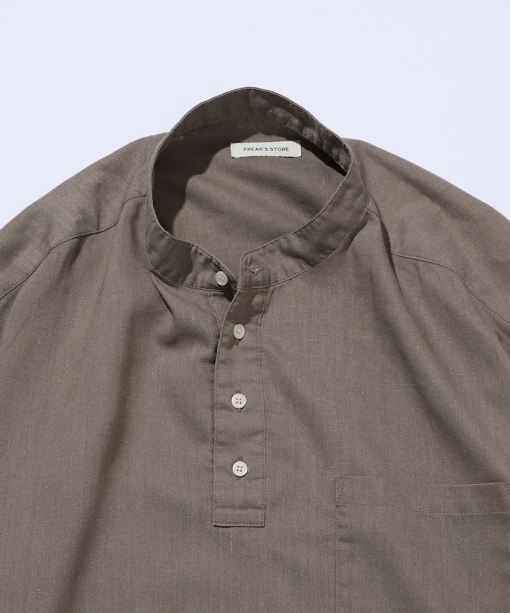 FREAKS STORE 寬鬆版型亞麻混紡立領襯衫_6