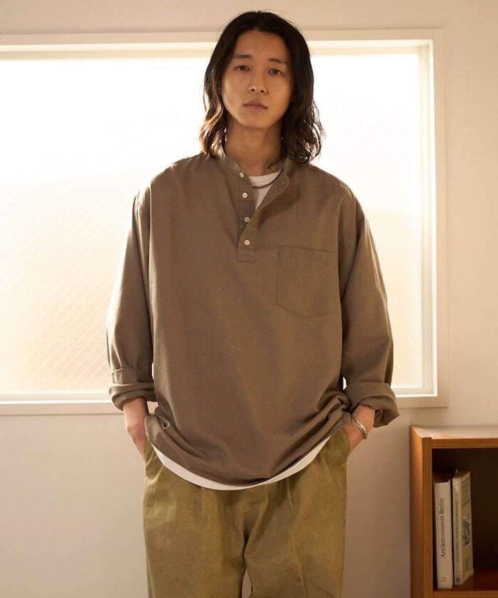 FREAKS STORE 寬鬆版型亞麻混紡立領襯衫_31