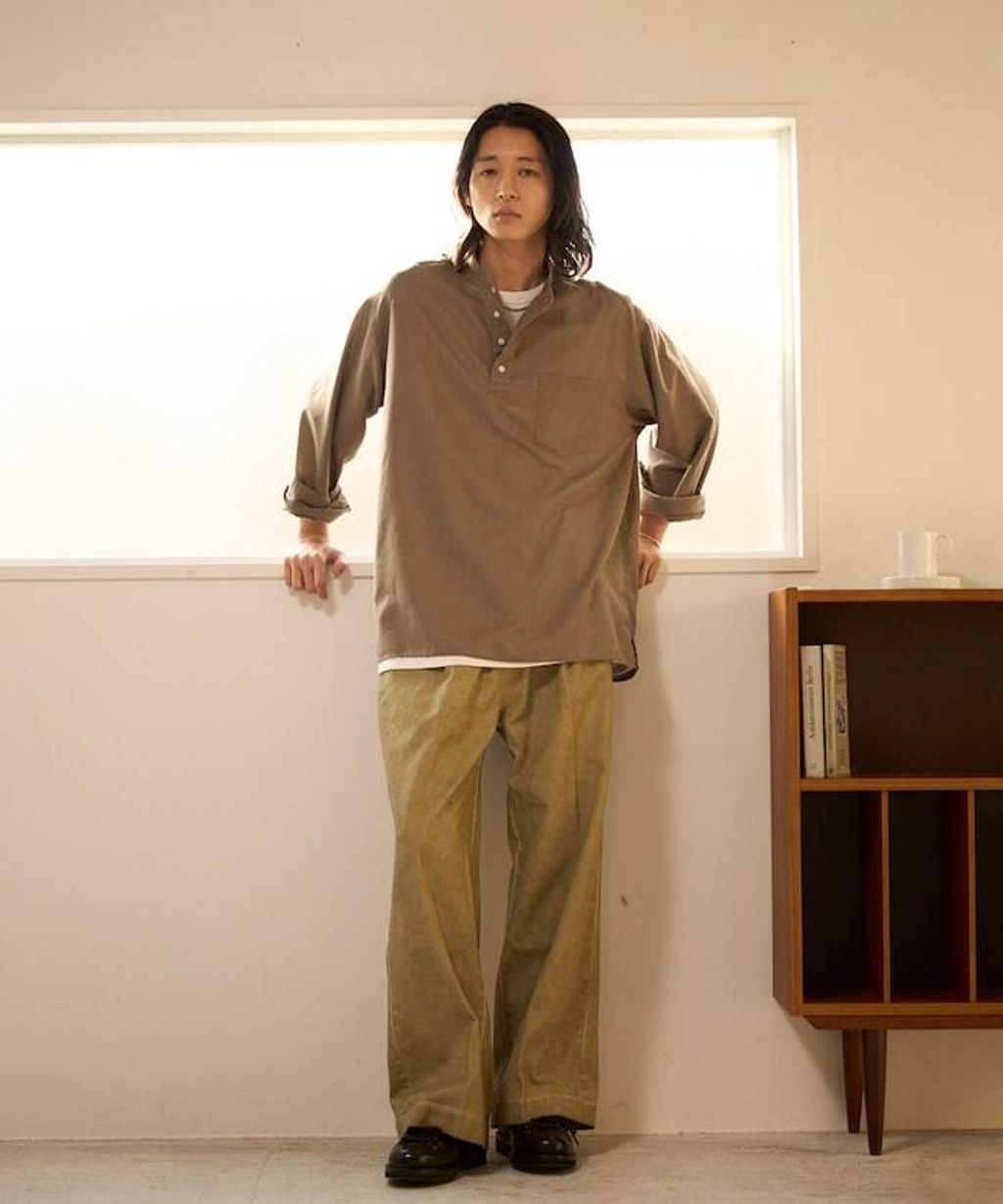 FREAKS STORE 寬鬆版型亞麻混紡立領襯衫_27