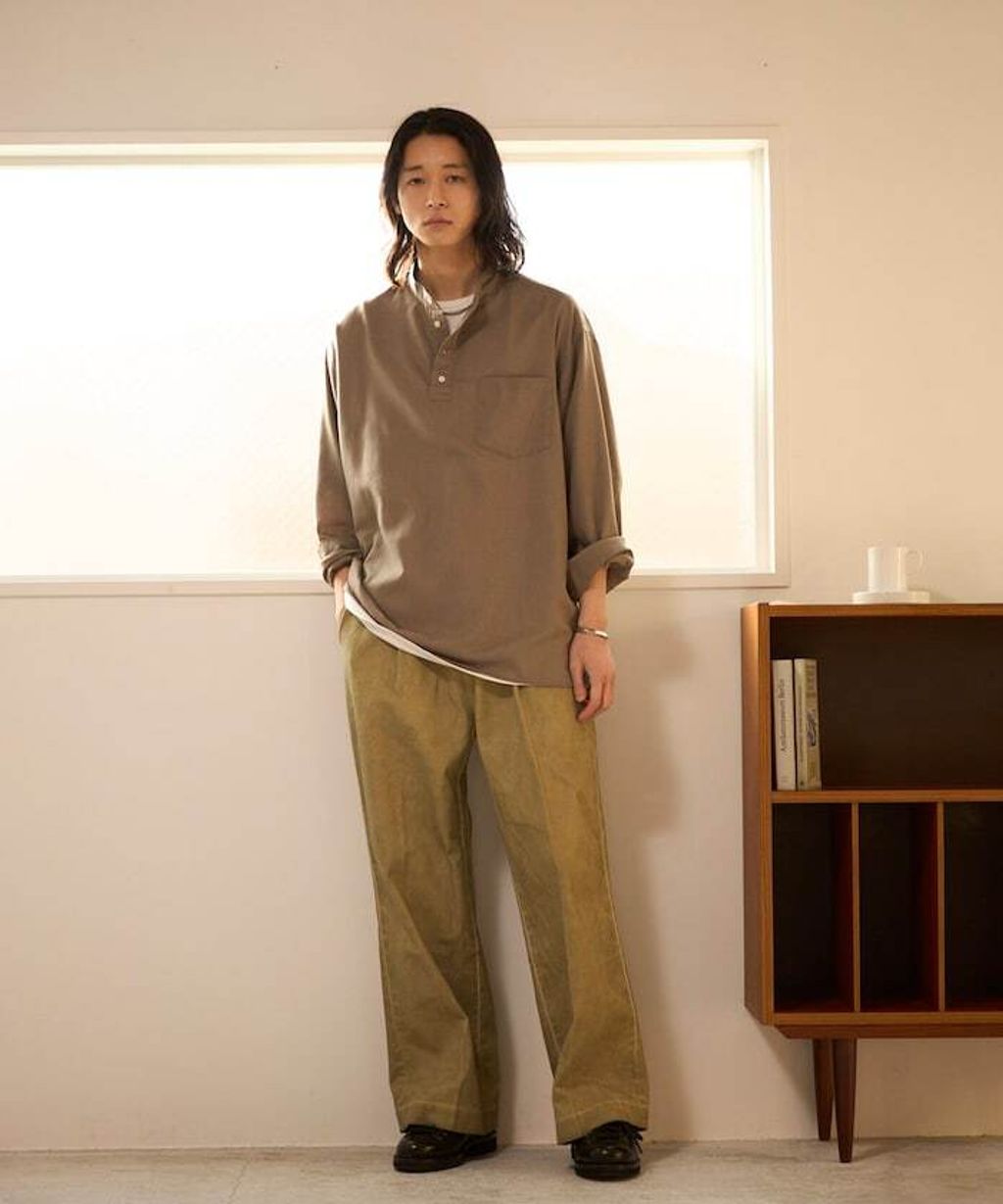 FREAKS STORE 寬鬆版型亞麻混紡立領襯衫_30