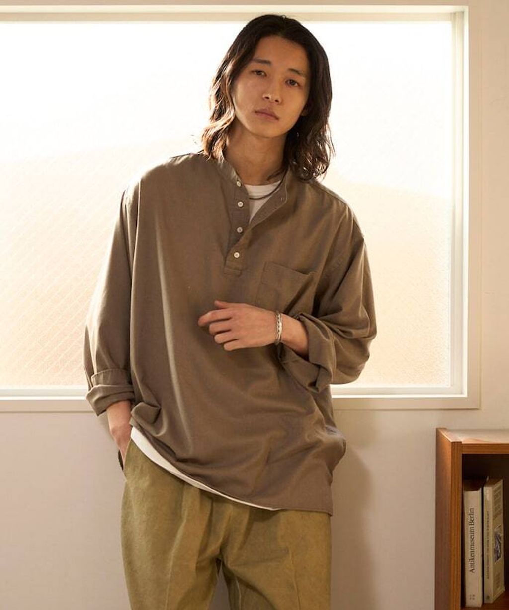 FREAKS STORE 寬鬆版型亞麻混紡立領襯衫_32