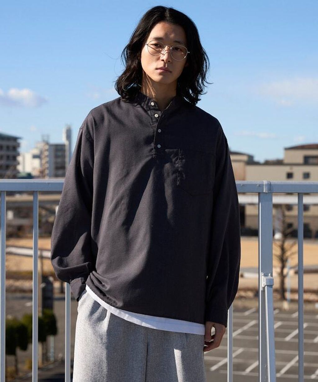 FREAKS STORE 寬鬆版型亞麻混紡立領襯衫_22