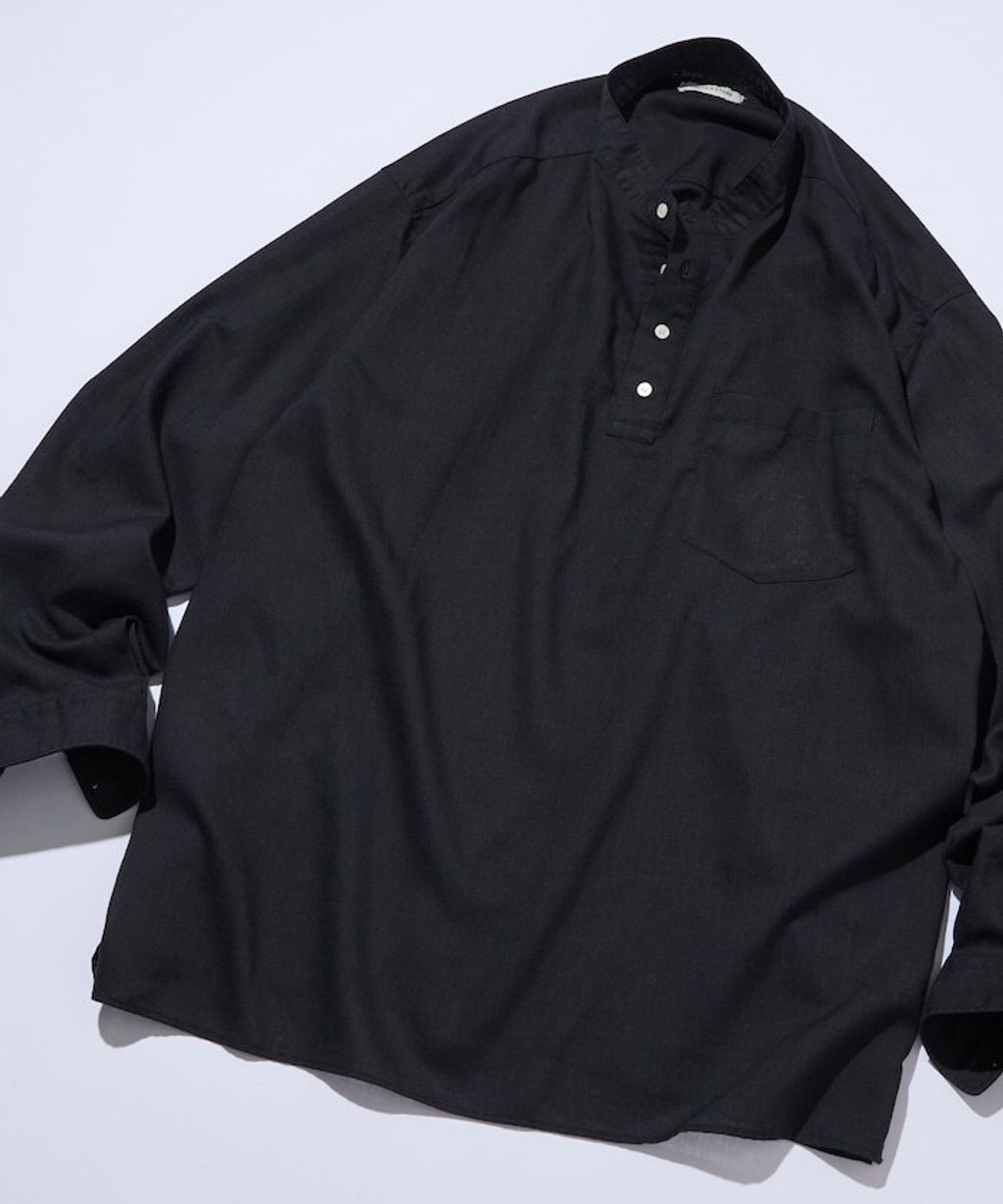 FREAKS STORE 寬鬆版型亞麻混紡立領襯衫_16