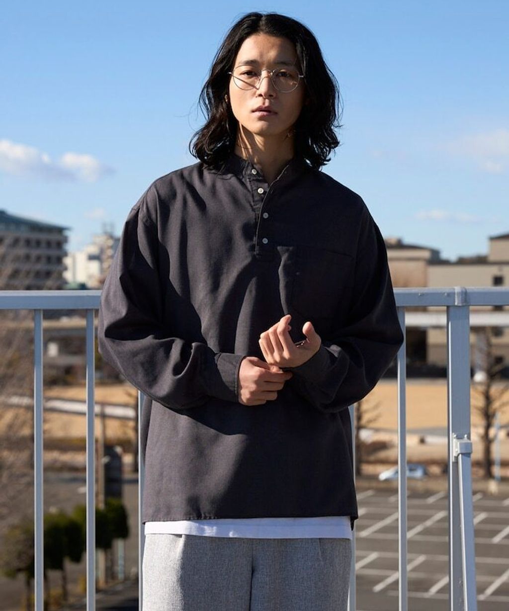 FREAKS STORE 寬鬆版型亞麻混紡立領襯衫_23