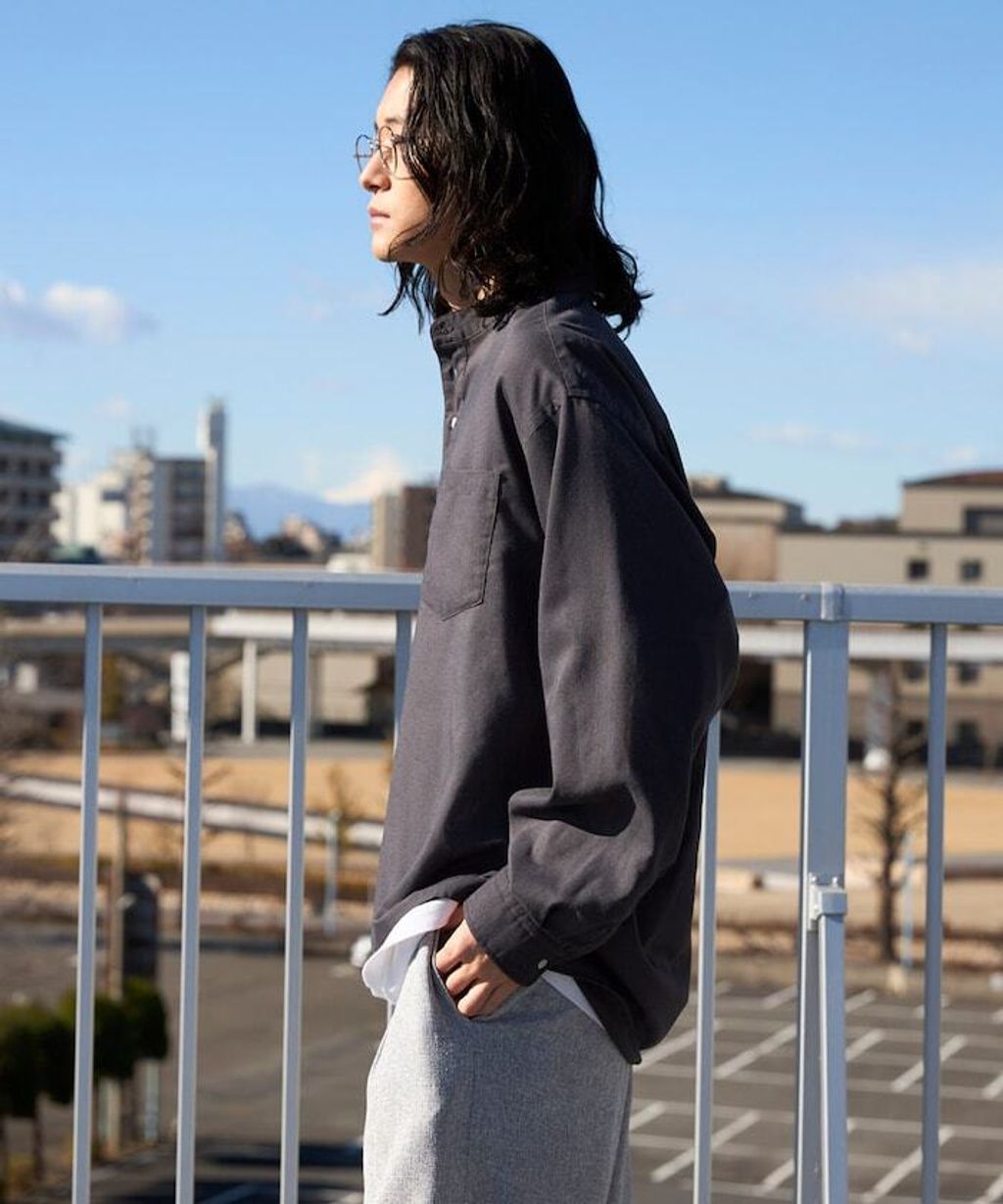 FREAKS STORE 寬鬆版型亞麻混紡立領襯衫_24