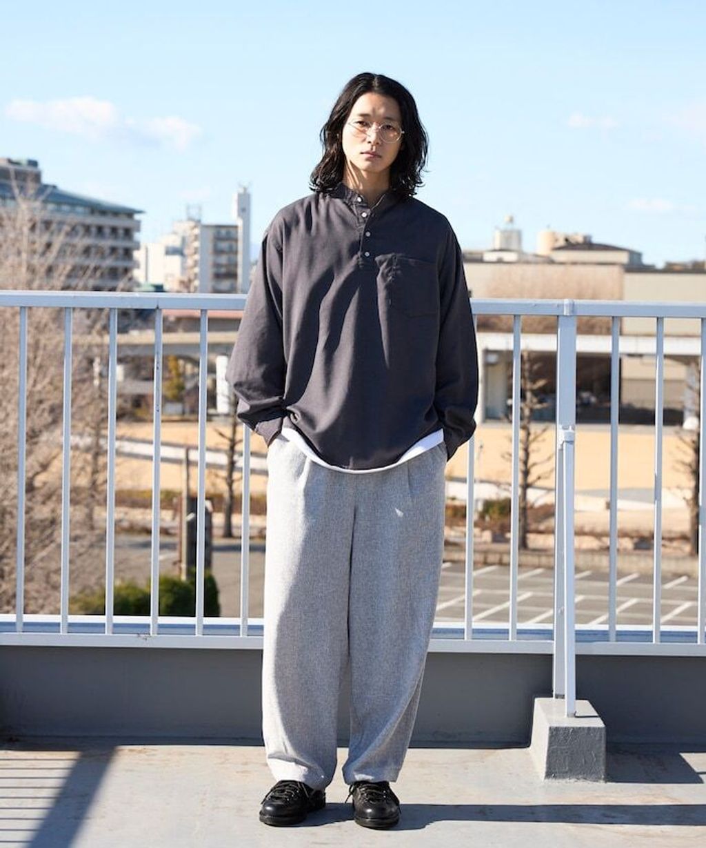 FREAKS STORE 寬鬆版型亞麻混紡立領襯衫_18