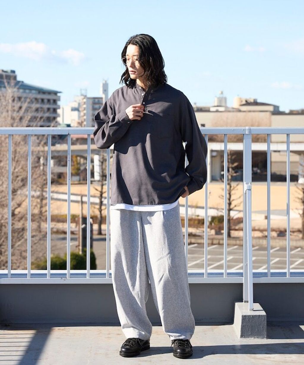 FREAKS STORE 寬鬆版型亞麻混紡立領襯衫_20