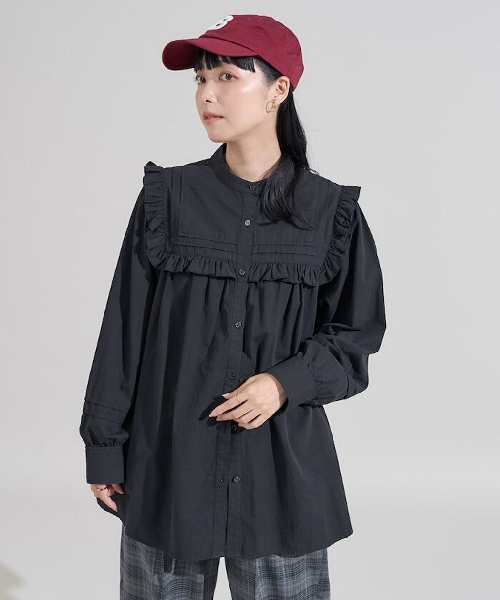 FREAKS STORE 古著感方形荷葉領純棉襯衫_16