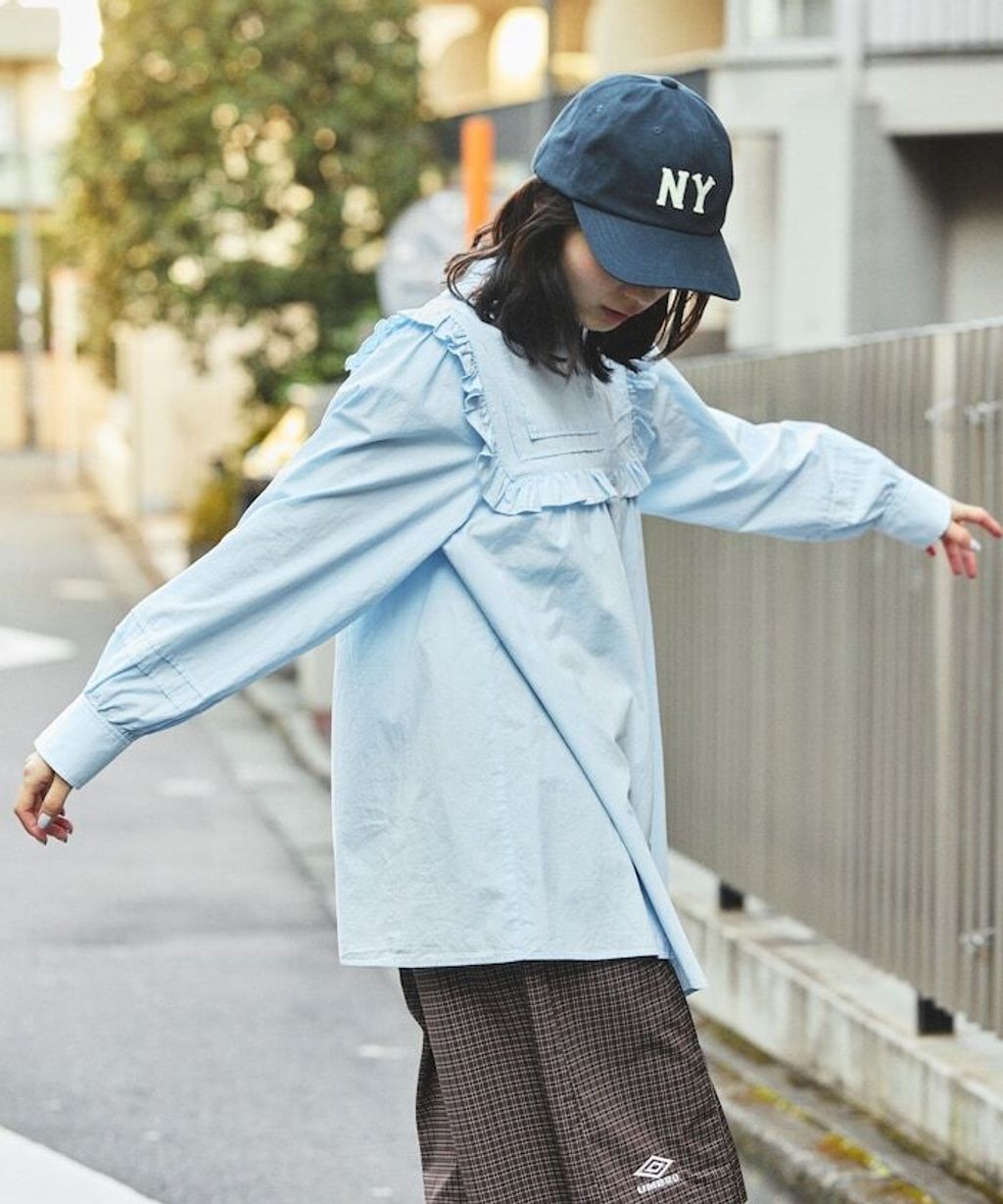 FREAKS STORE 古著感方形荷葉領純棉襯衫_10