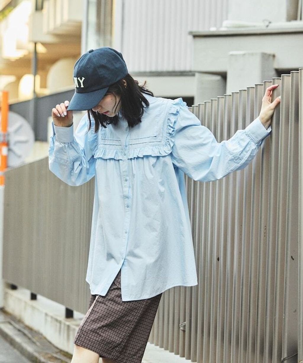 FREAKS STORE 古著感方形荷葉領純棉襯衫_12