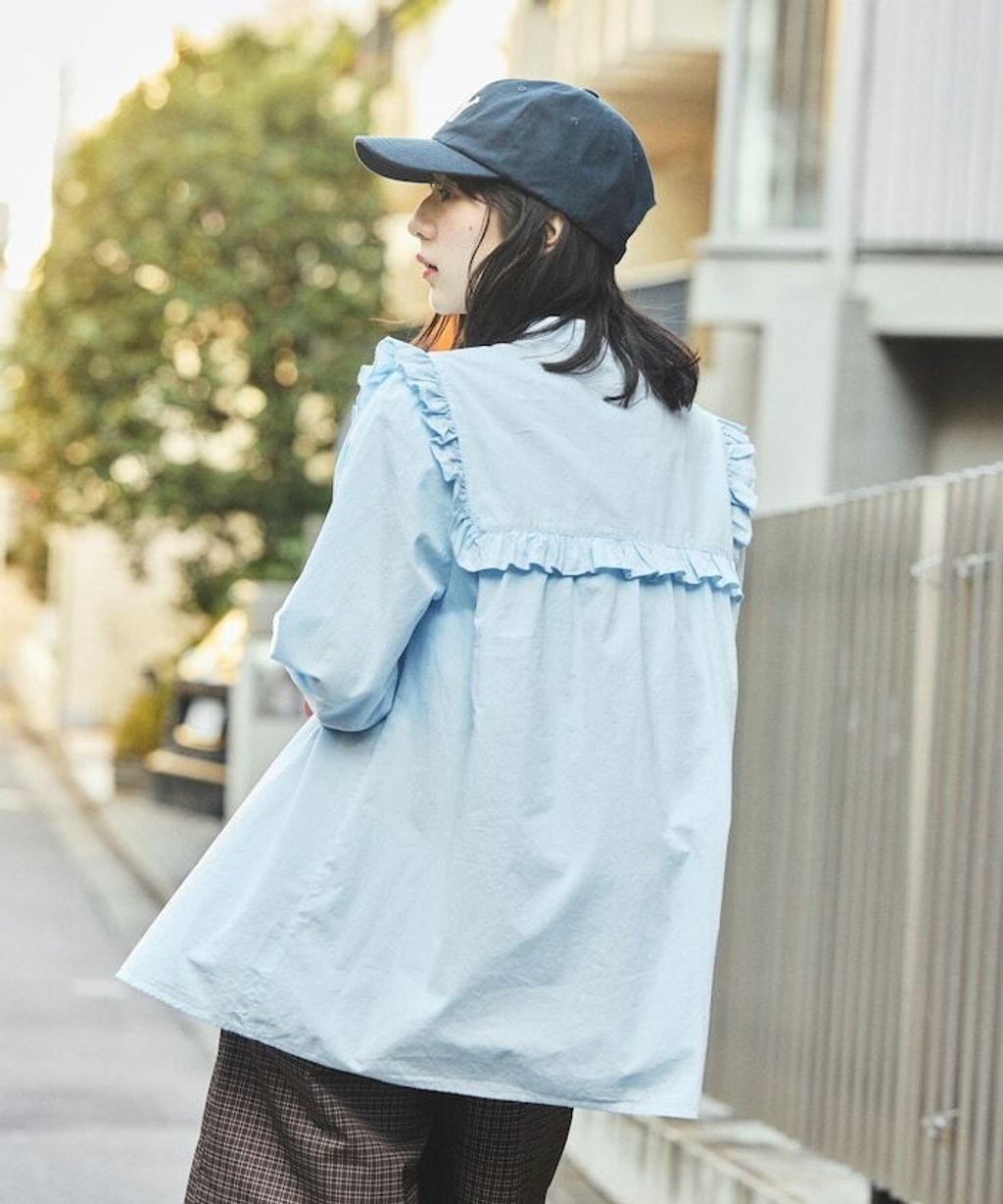 FREAKS STORE 古著感方形荷葉領純棉襯衫_9