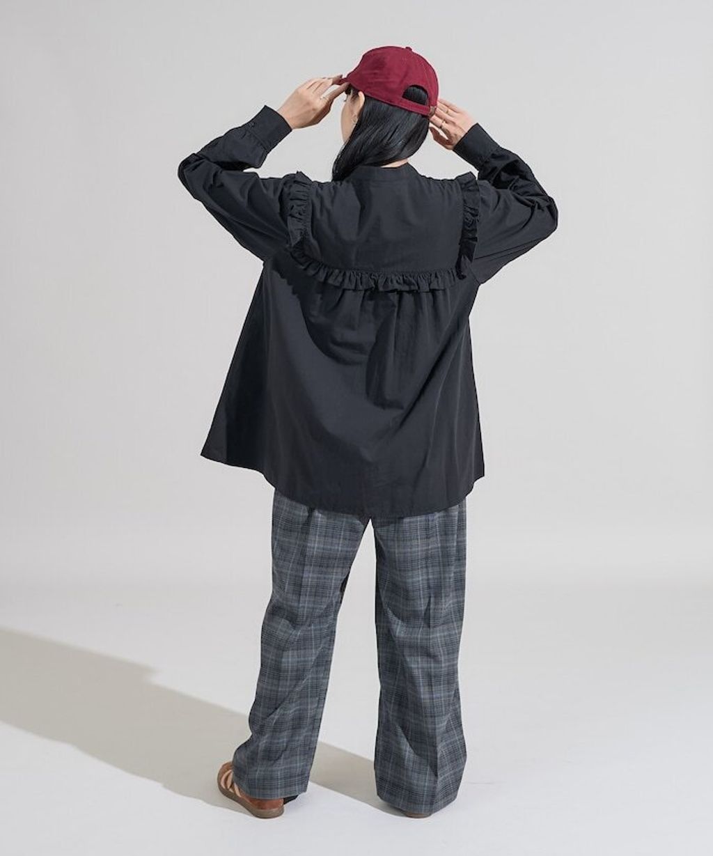 FREAKS STORE 古著感方形荷葉領純棉襯衫_15