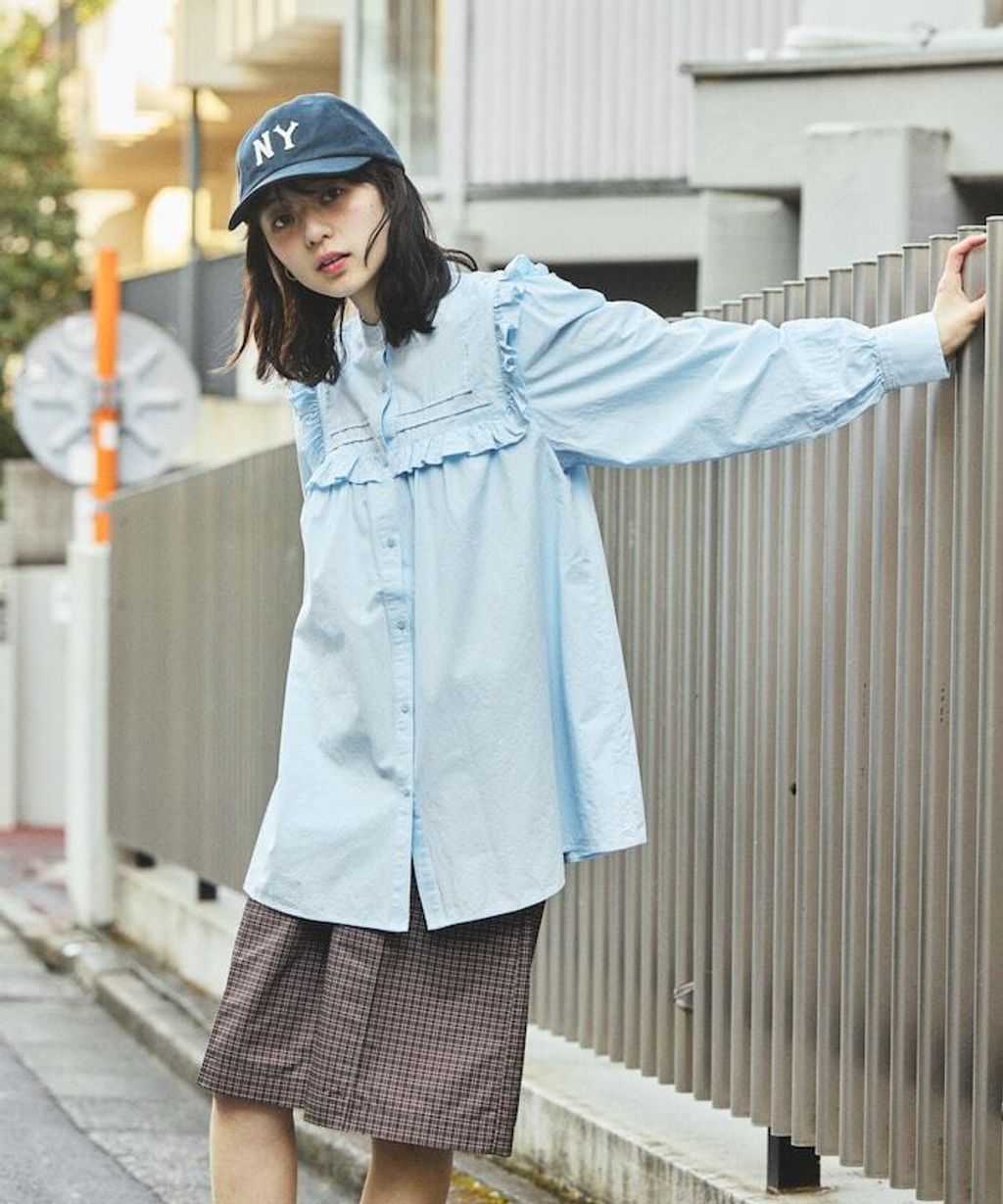 FREAKS STORE 古著感方形荷葉領純棉襯衫_11