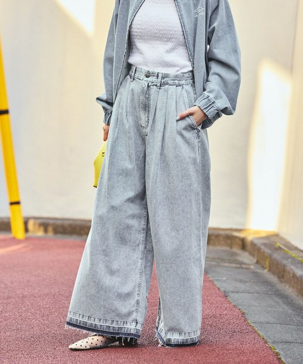 FREAKS STORE 復古感垂墜感丹寧牛仔寬褲_4