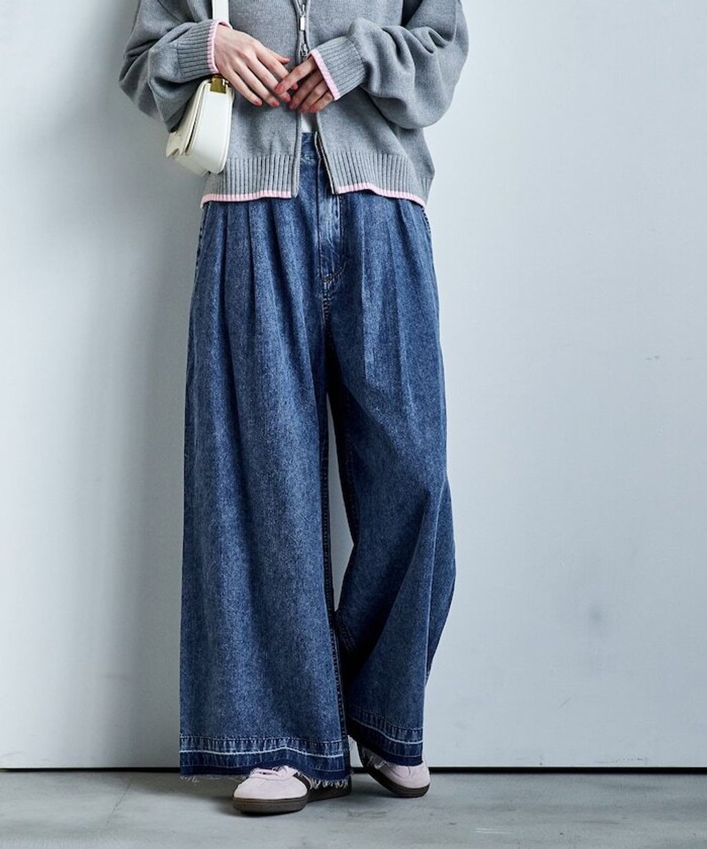 FREAKS STORE 復古感垂墜感丹寧牛仔寬褲_3