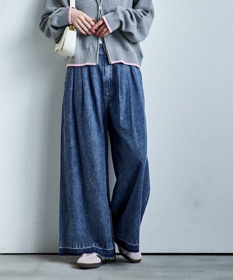 FREAKS STORE 復古感垂墜感丹寧牛仔寬褲_3