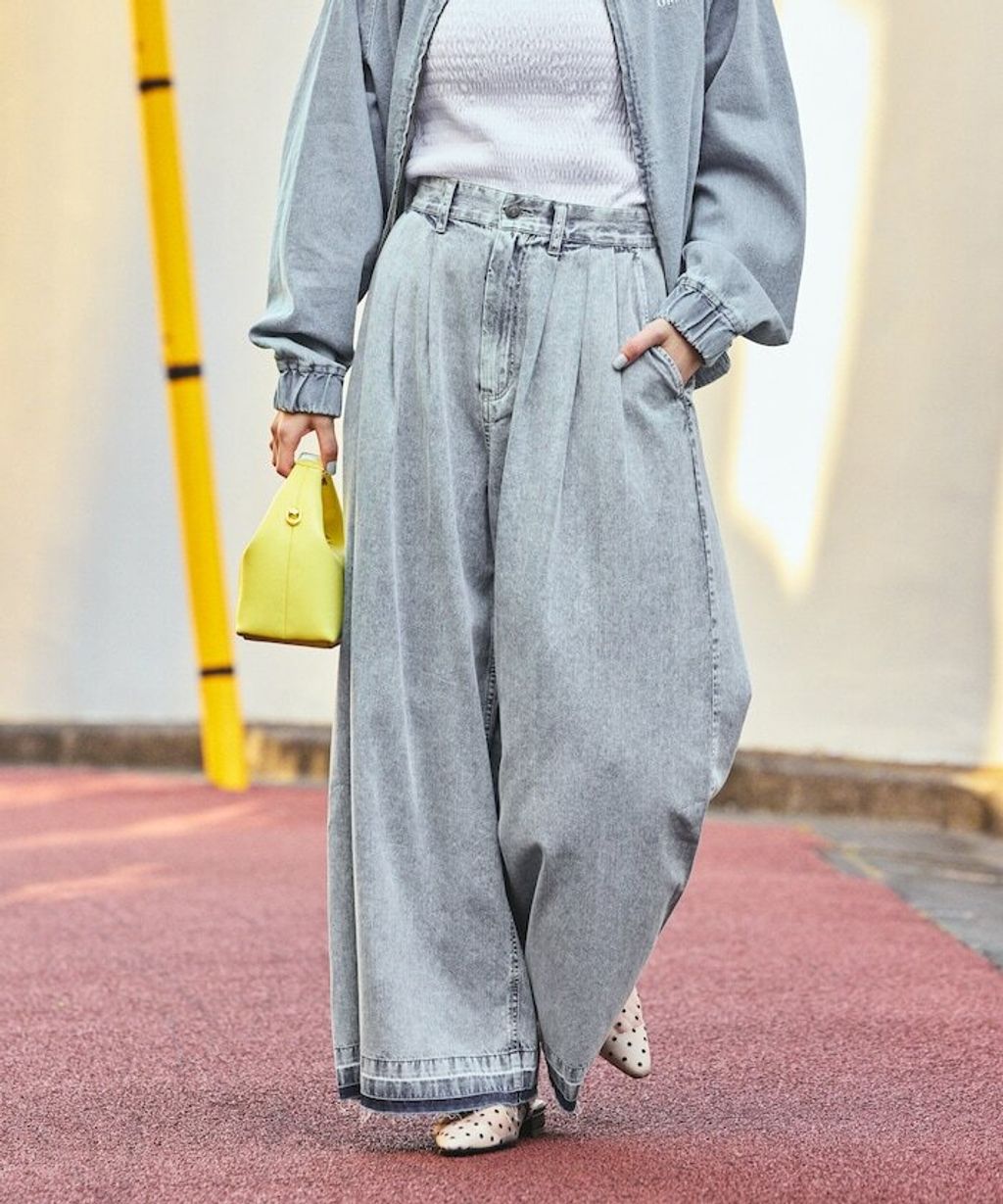 FREAKS STORE 復古感垂墜感丹寧牛仔寬褲_2