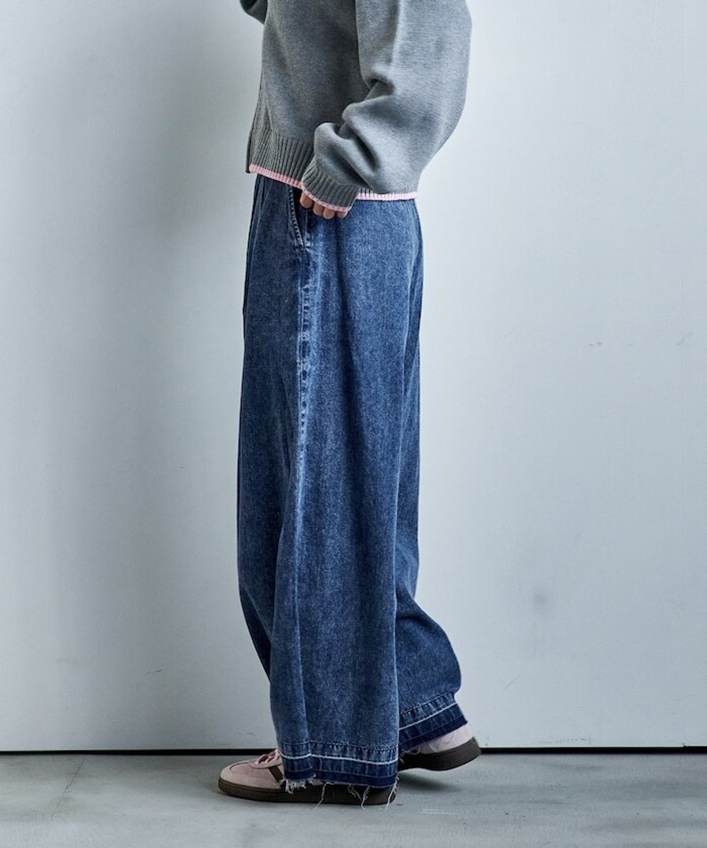 FREAKS STORE 復古感垂墜感丹寧牛仔寬褲_47