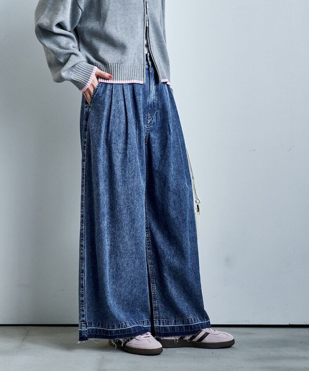 FREAKS STORE 復古感垂墜感丹寧牛仔寬褲_45