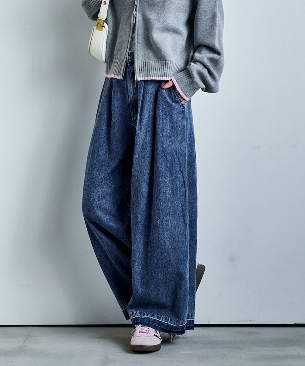 FREAKS STORE 復古感垂墜感丹寧牛仔寬褲_48