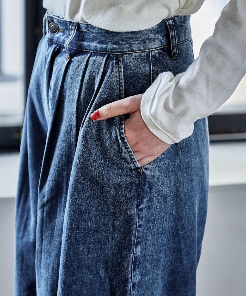 FREAKS STORE 復古感垂墜感丹寧牛仔寬褲_54