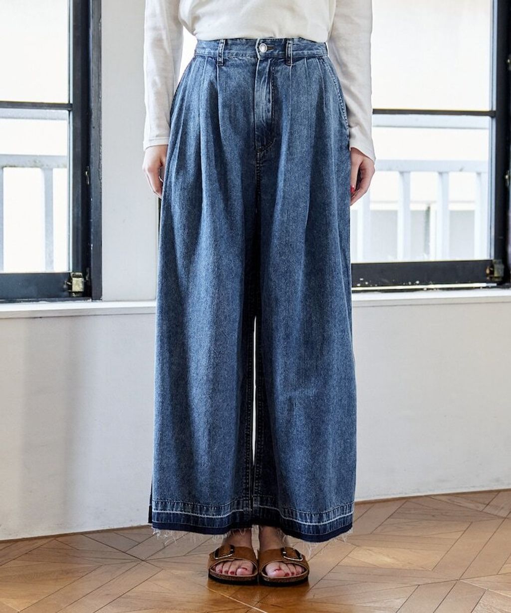 FREAKS STORE 復古感垂墜感丹寧牛仔寬褲_50