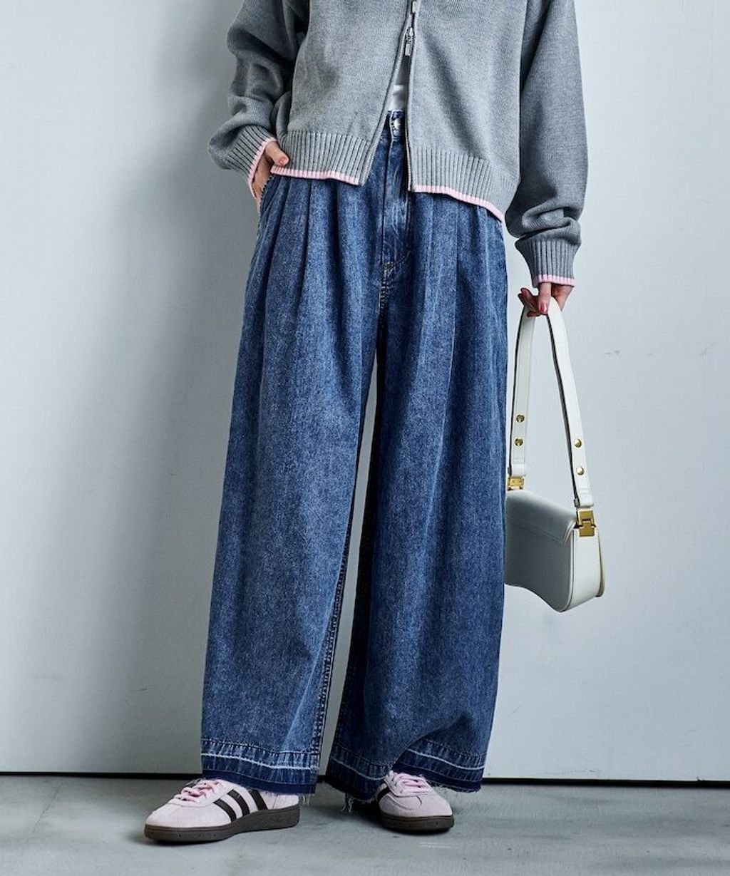 FREAKS STORE 復古感垂墜感丹寧牛仔寬褲_43