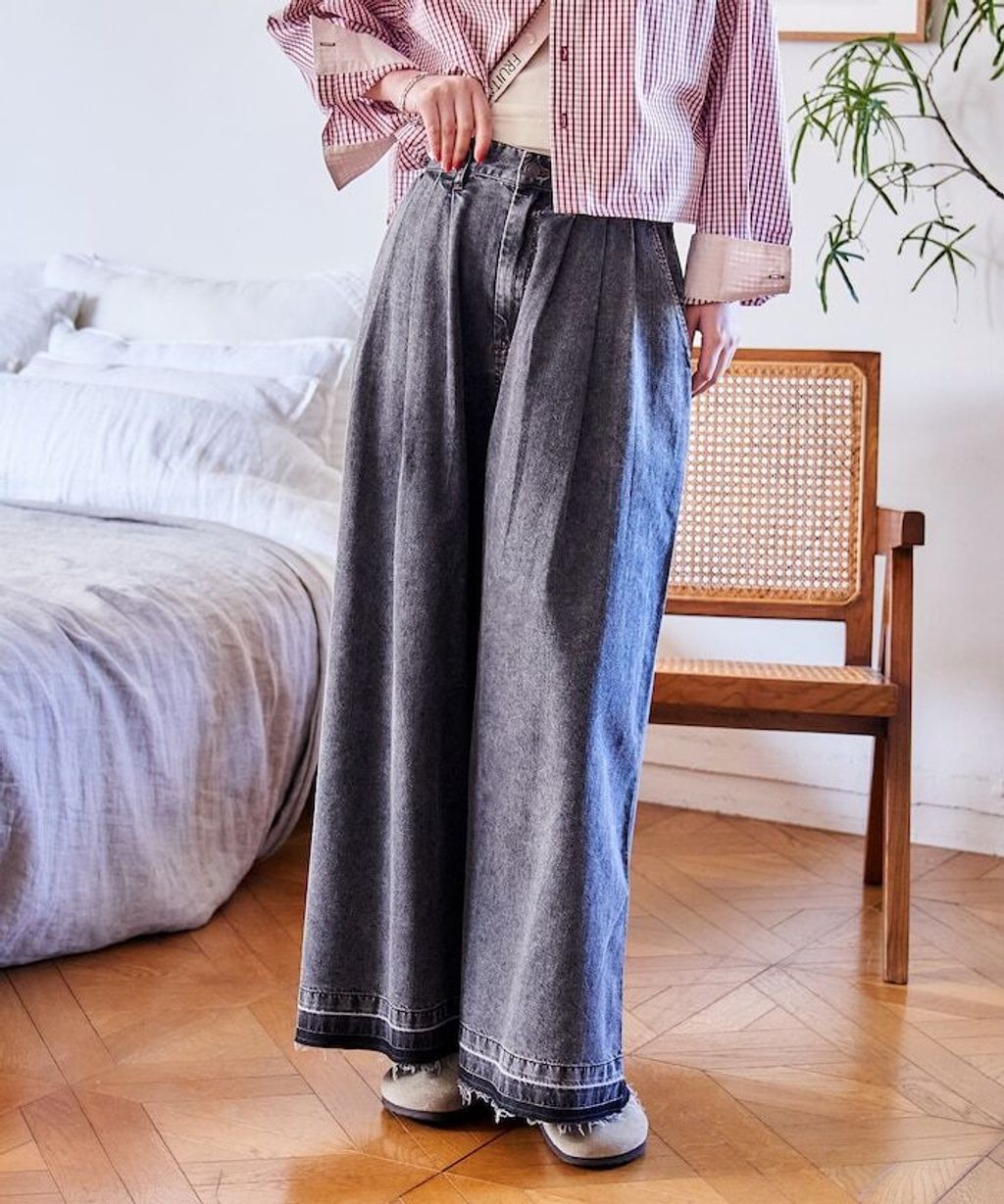 FREAKS STORE 復古感垂墜感丹寧牛仔寬褲_20