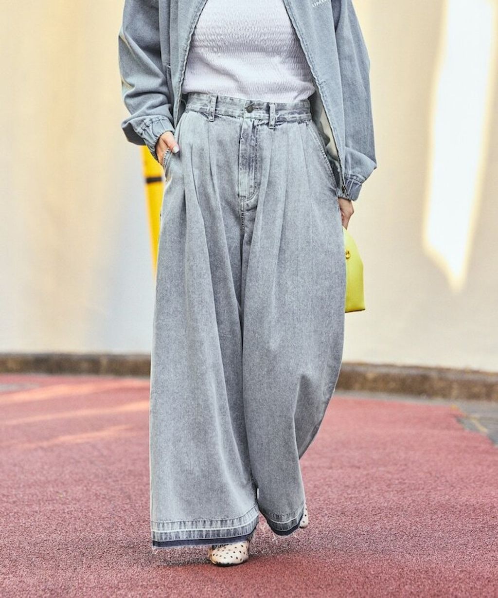 FREAKS STORE 復古感垂墜感丹寧牛仔寬褲_8