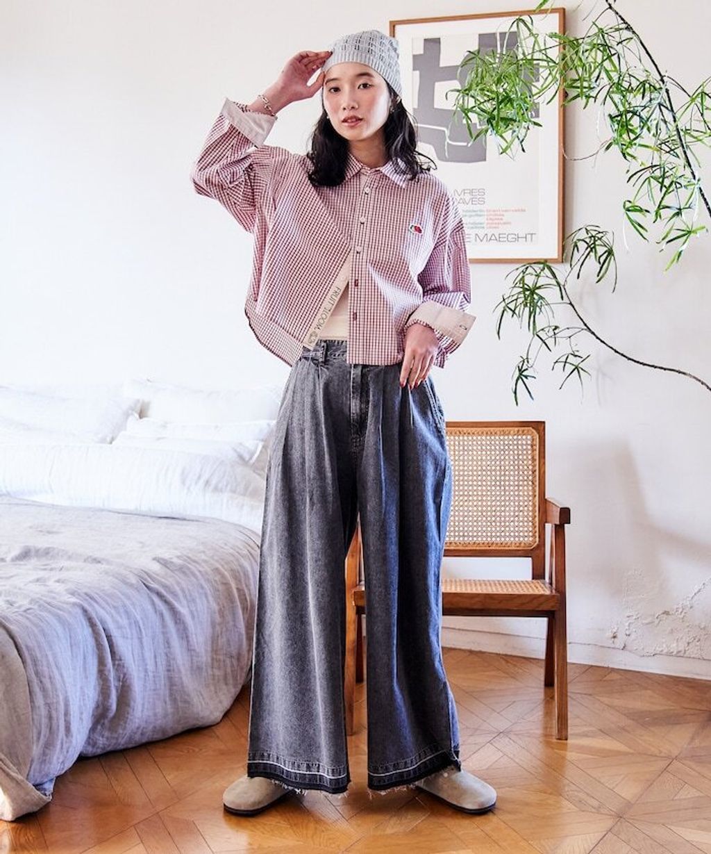 FREAKS STORE 復古感垂墜感丹寧牛仔寬褲_11