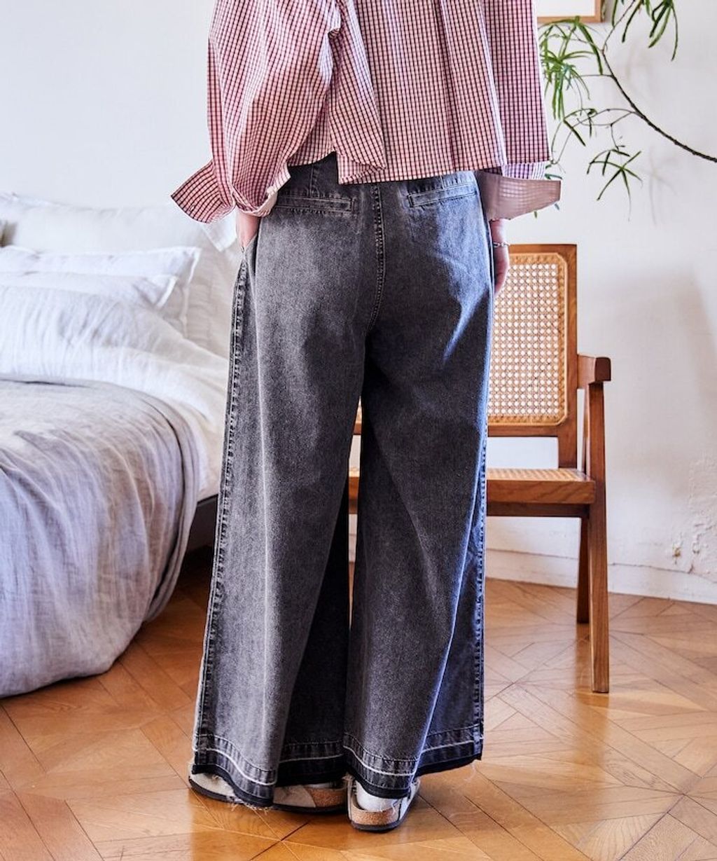 FREAKS STORE 復古感垂墜感丹寧牛仔寬褲_22