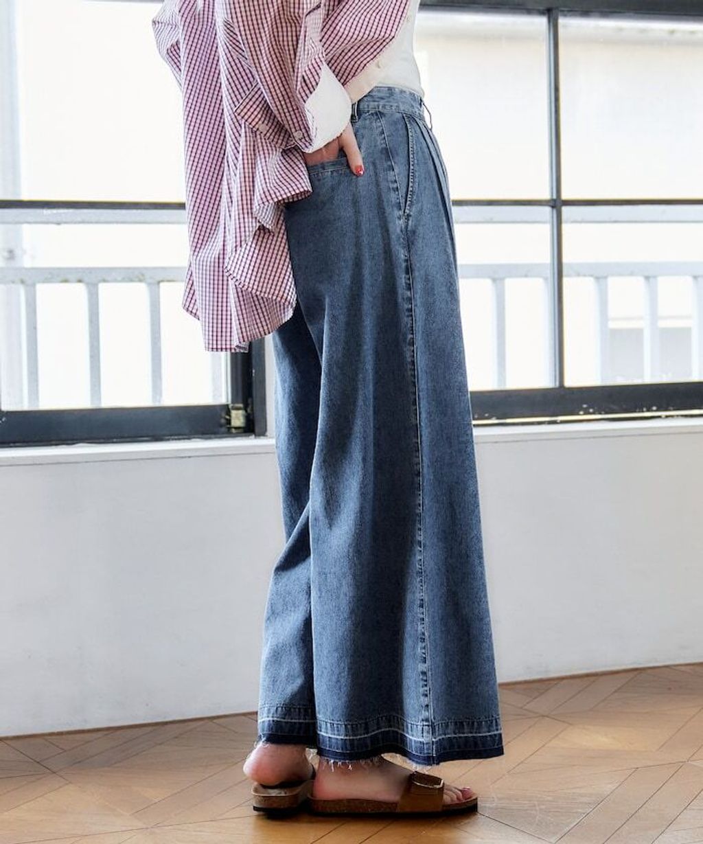 FREAKS STORE 復古感垂墜感丹寧牛仔寬褲_32