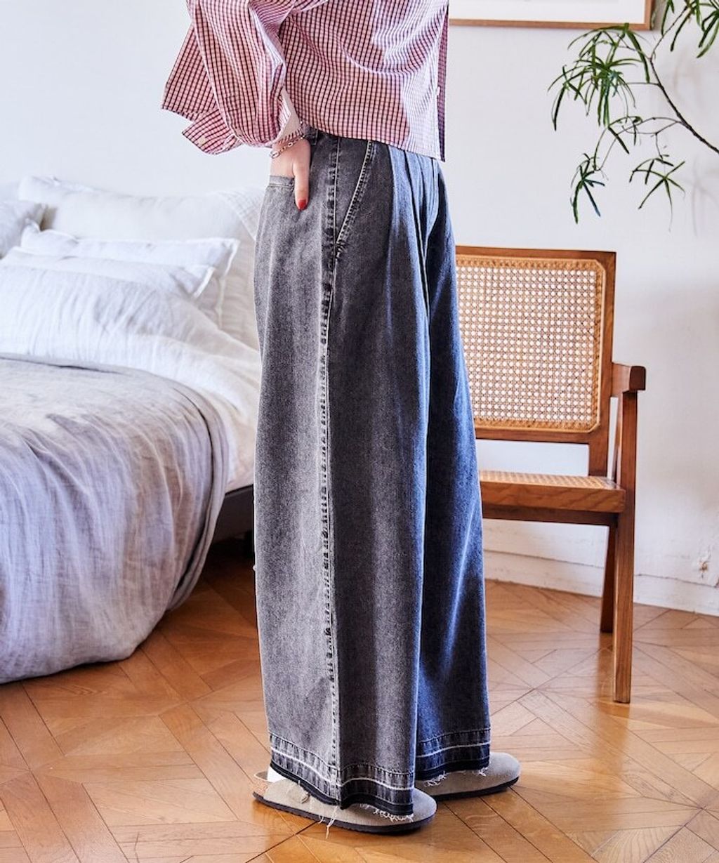 FREAKS STORE 復古感垂墜感丹寧牛仔寬褲_23