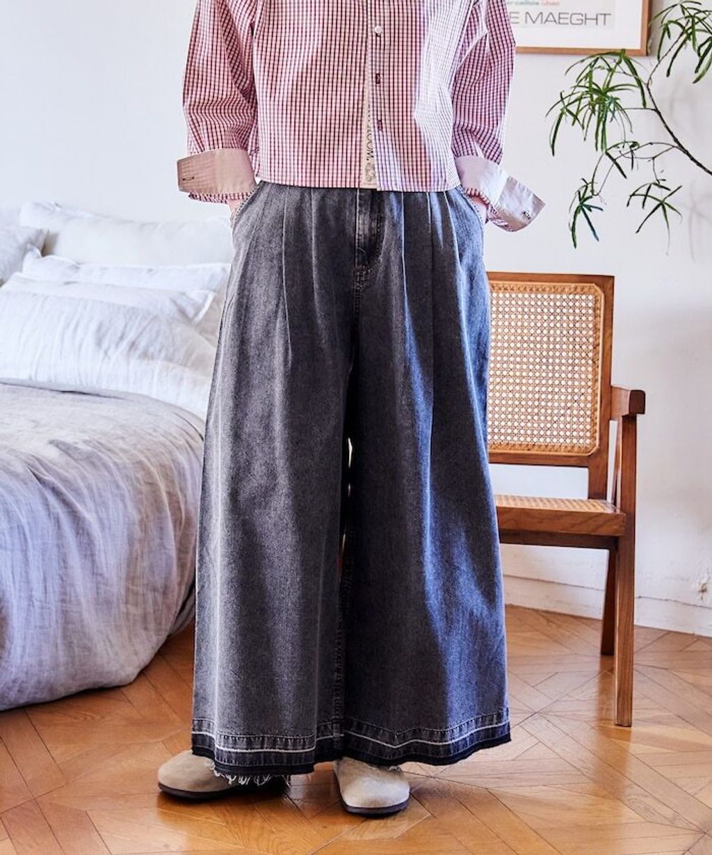 FREAKS STORE 復古感垂墜感丹寧牛仔寬褲_18