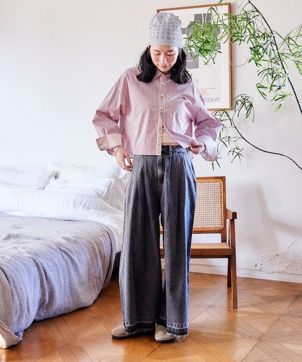 FREAKS STORE 復古感垂墜感丹寧牛仔寬褲_15