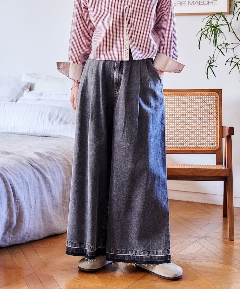 FREAKS STORE 復古感垂墜感丹寧牛仔寬褲_17